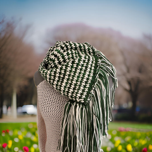 Oversized Super Soft Houndstooth Fringe Scarf in Hand Dyed Merino