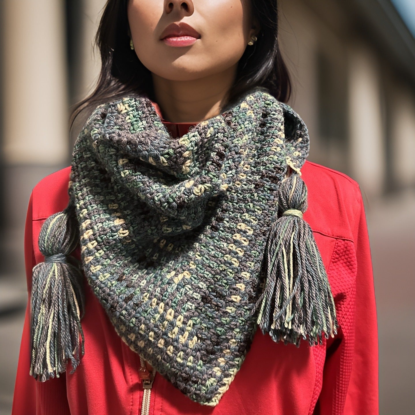 In Love with the Blues Hand-Dyed Multi-Blue Merino Wool Triangle Scarf -  Ready to Ship