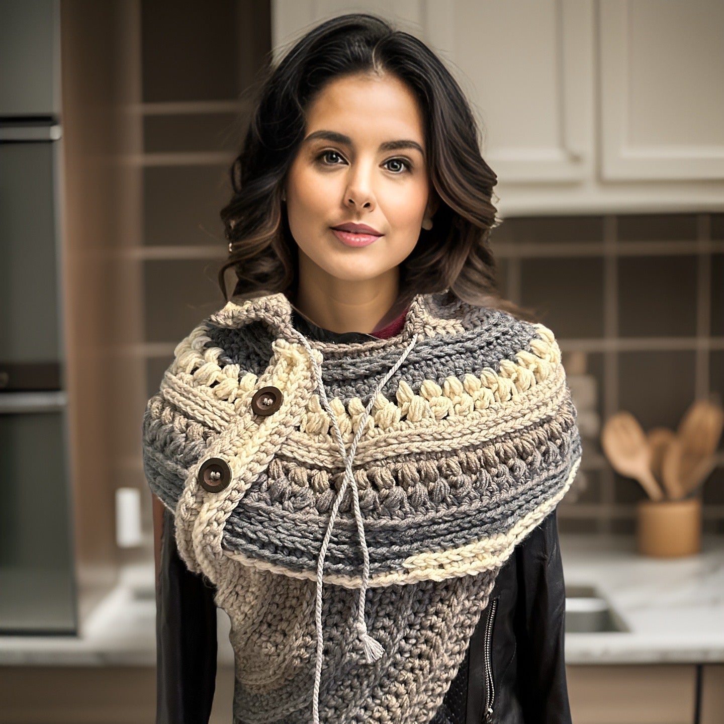Archer's Cowl - Asymmetrical Hunter's Vest- Grey/Taupe Made to Order